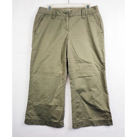 Tommy Hilfiger Pants - Tommy Hilfiger Cropped Lowrise Wide Leg Pants Khaki Green Chino Women's Size 8
